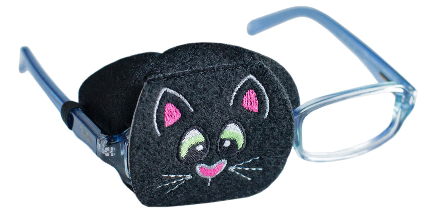 Child Eyeglass Patch - Black Cat