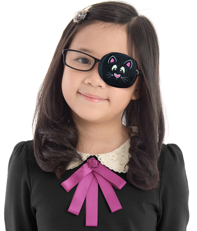 Child Eyeglass Patch - Black Cat